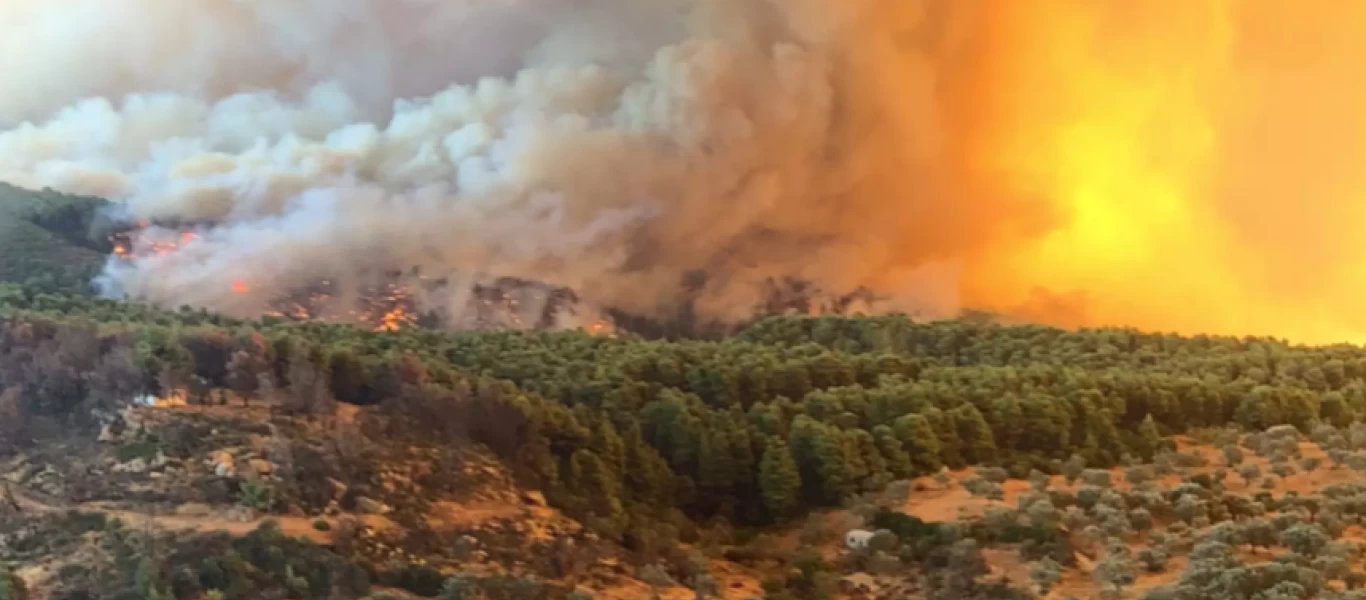 Ορατές μέχρι και από τη Βόρεια Ελλάδα οι φλόγες που καίνε τα πάντα στην Εύβοια (φωτό)